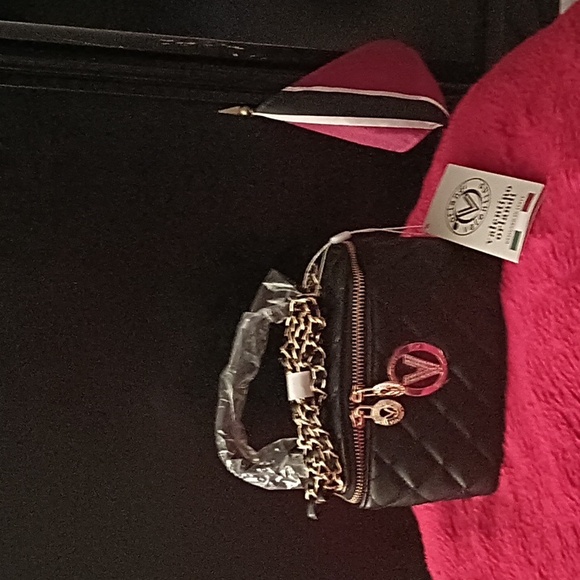 New Valentino Orlandi Black Vanity Bag Crossbody w Gold Hardware MSRP $330 - Picture 2 of 6